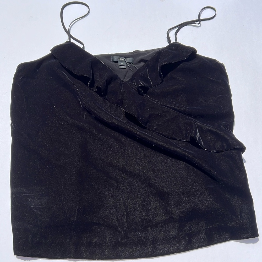 J crew black velvet tank top